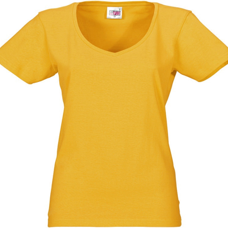 Футболка "Heavy Super Club" женская с V-образным вырезом, золотисто-желтый Футболка "Heavy Super Club" женская с V-образным вырезом, золотисто-желтый