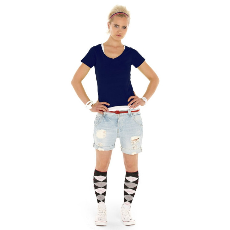 Футболка "Heavy Super Club" женская с V-образным вырезом, темно-синий