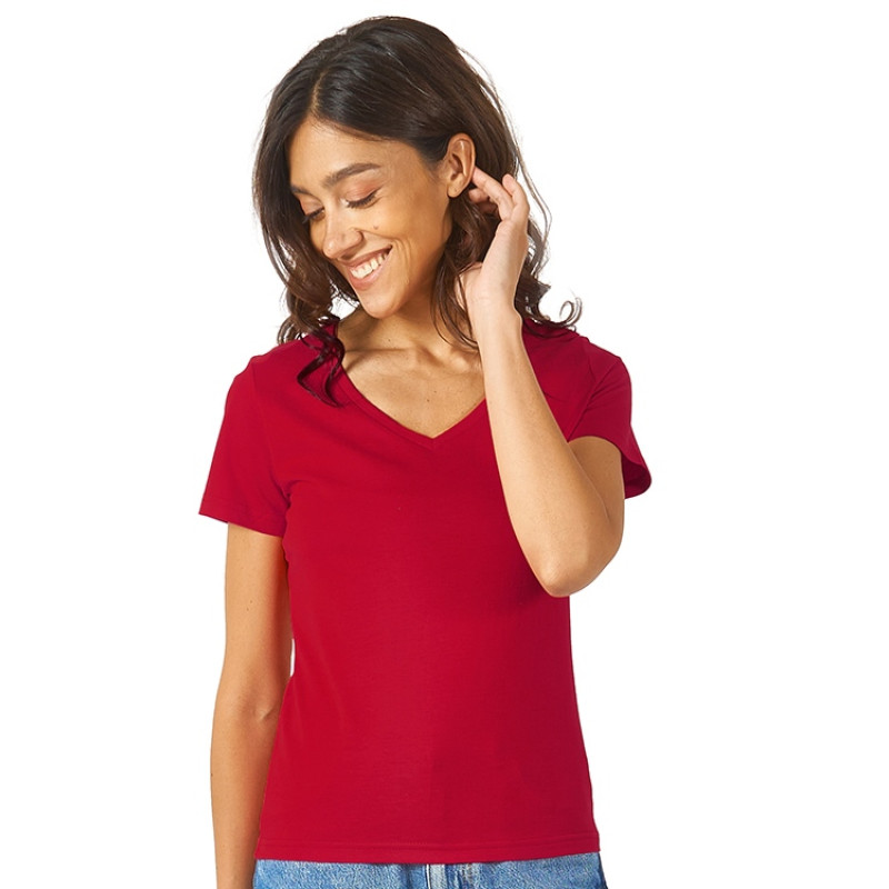 Футболка "Heavy Super Club" женская с V-образным вырезом, красный