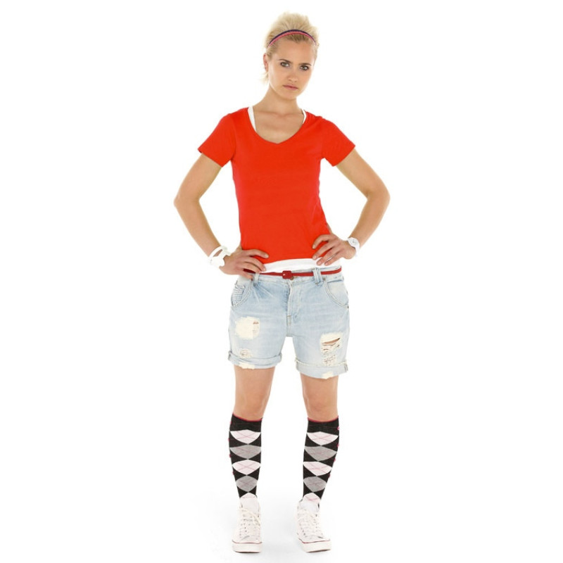 Футболка "Heavy Super Club" женская с V-образным вырезом, красный