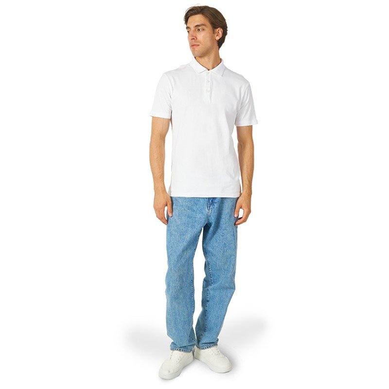 Поло с эластаном «Chicago», 200гр пике, белый