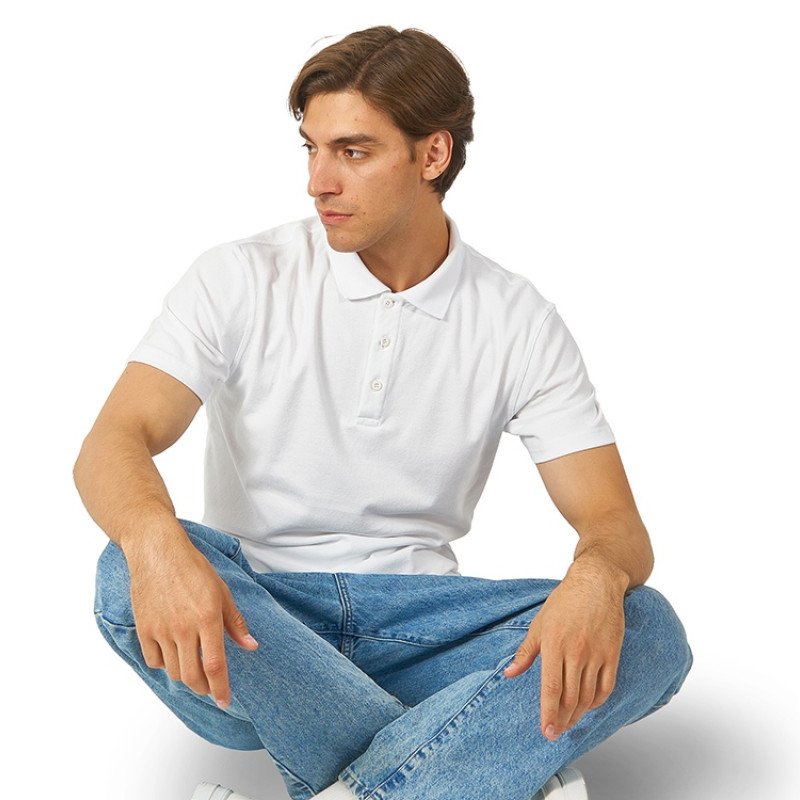 Поло с эластаном «Chicago», 200гр пике, белый