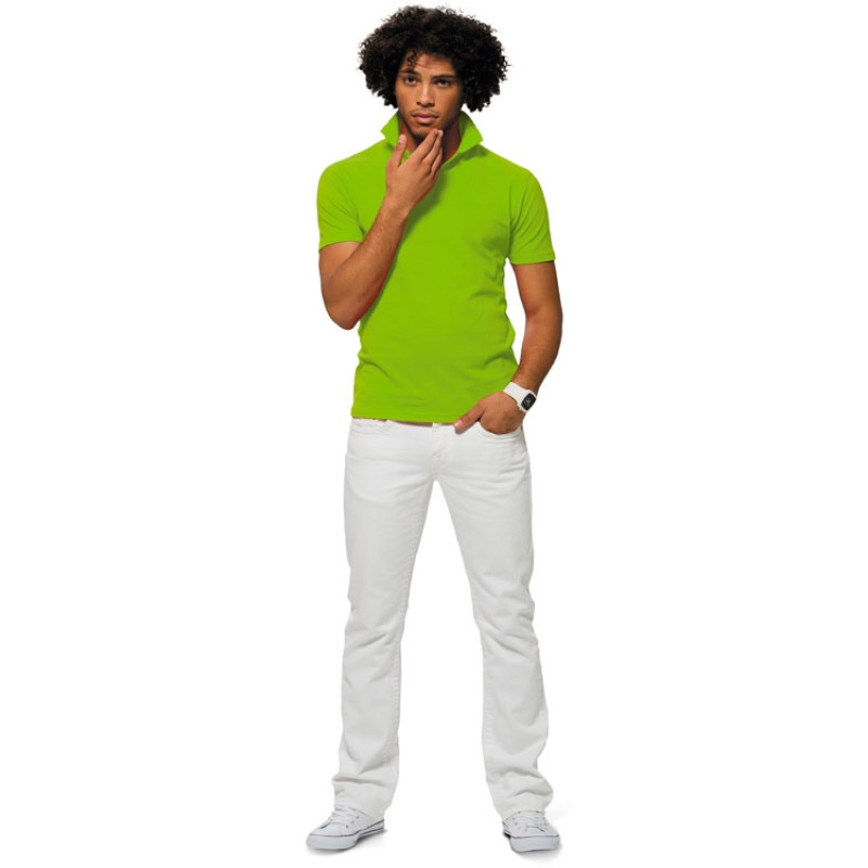 Рубашка поло "First" мужская, зеленое яблоко