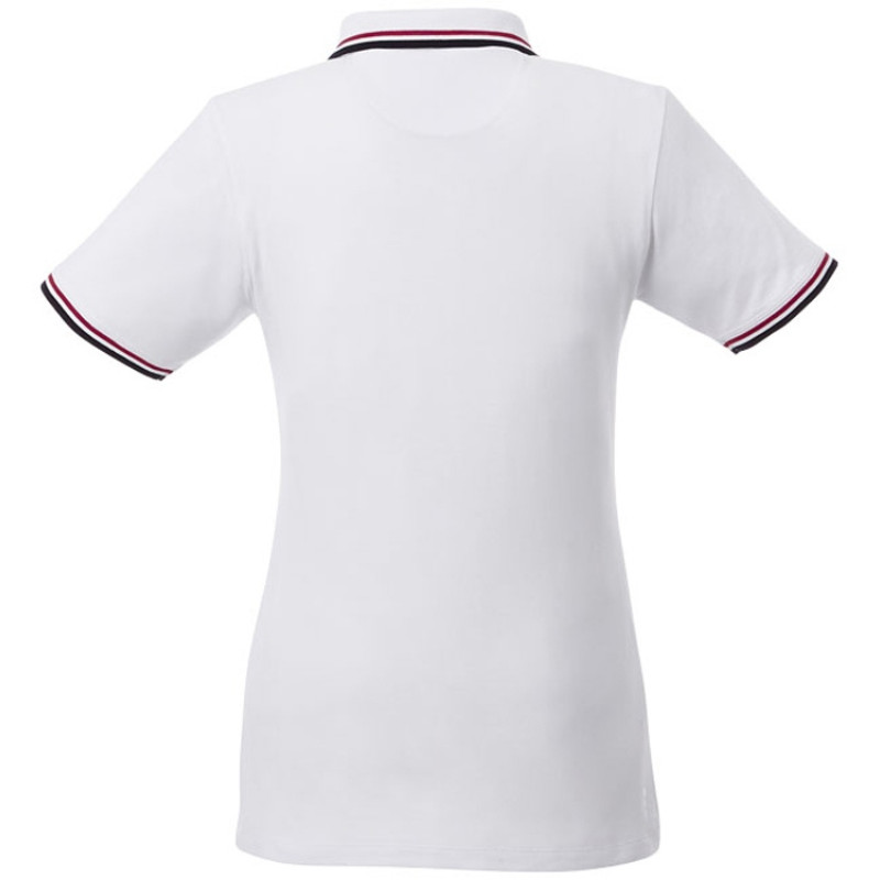 Женская футболка поло Fairfield с коротким рукавом с проклейкой, белый/темно-синий/красный