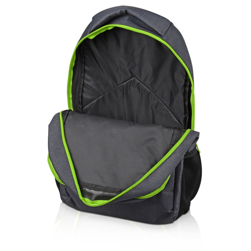 Рюкзак «Metropolitan», серый с зеленой молнией