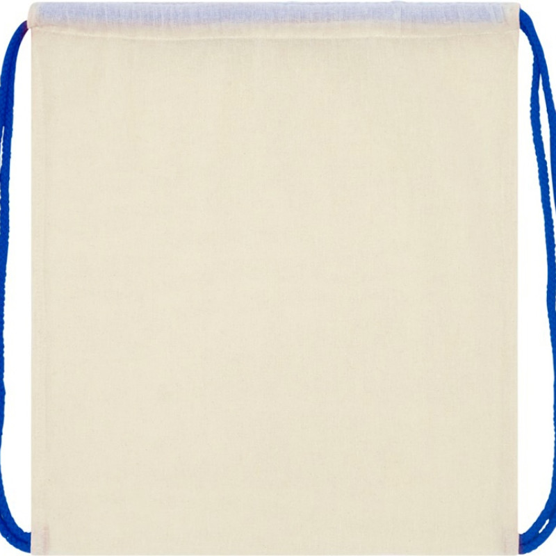 Рюкзак со шнурком Oregon, имеет цветные веревки, изготовлен из хлопка 100 г/м2, бежевый/синий