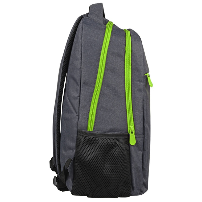 Рюкзак «Metropolitan», серый с зеленой молнией