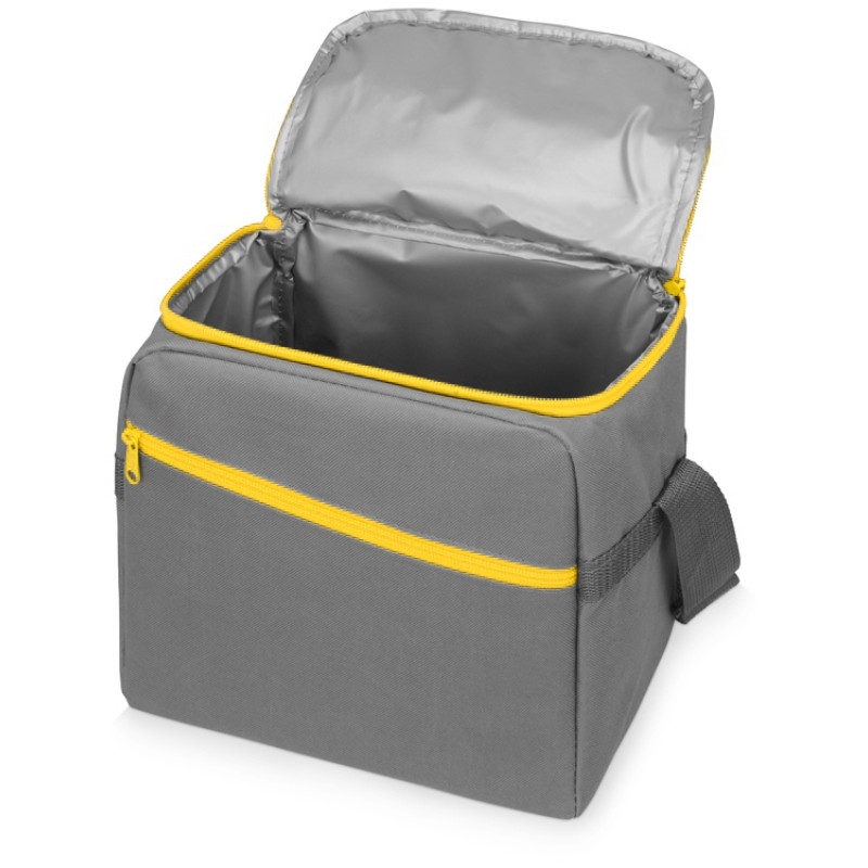 Изотермическая сумка-холодильник "Classic" c контрастной молнией, серый/желтый