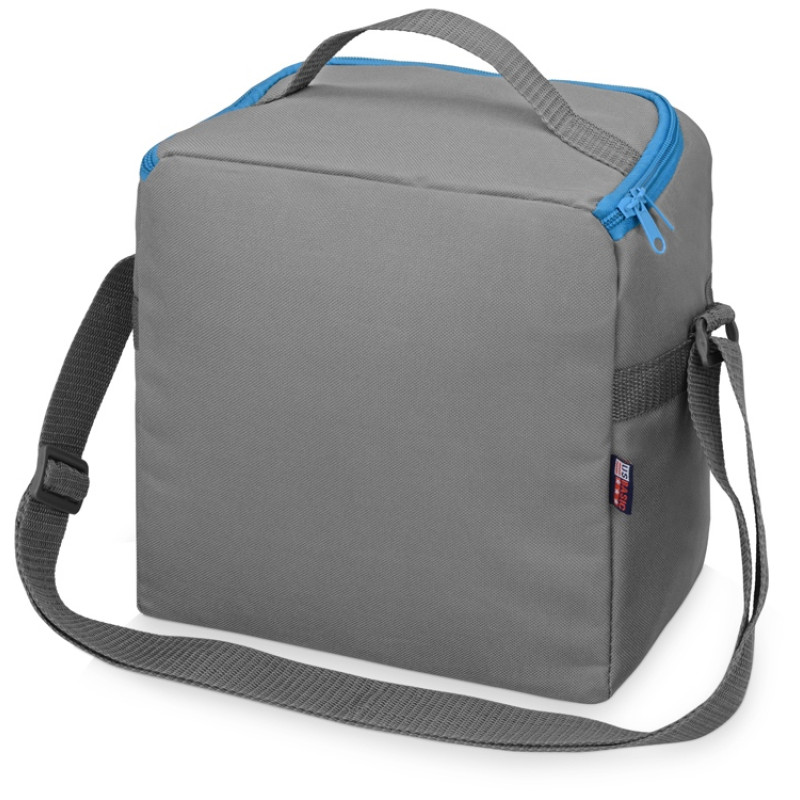 Изотермическая сумка-холодильник "Classic" c контрастной молнией, серый/голубой