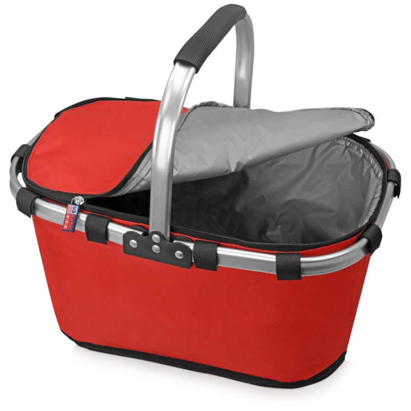 Изотермическая сумка-холодильник "FROST" складная с алюминиевой рамой, красный