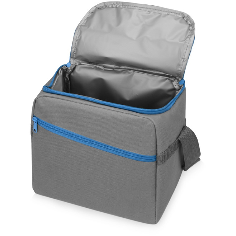 Изотермическая сумка-холодильник "Classic" c контрастной молнией, серый/голубой