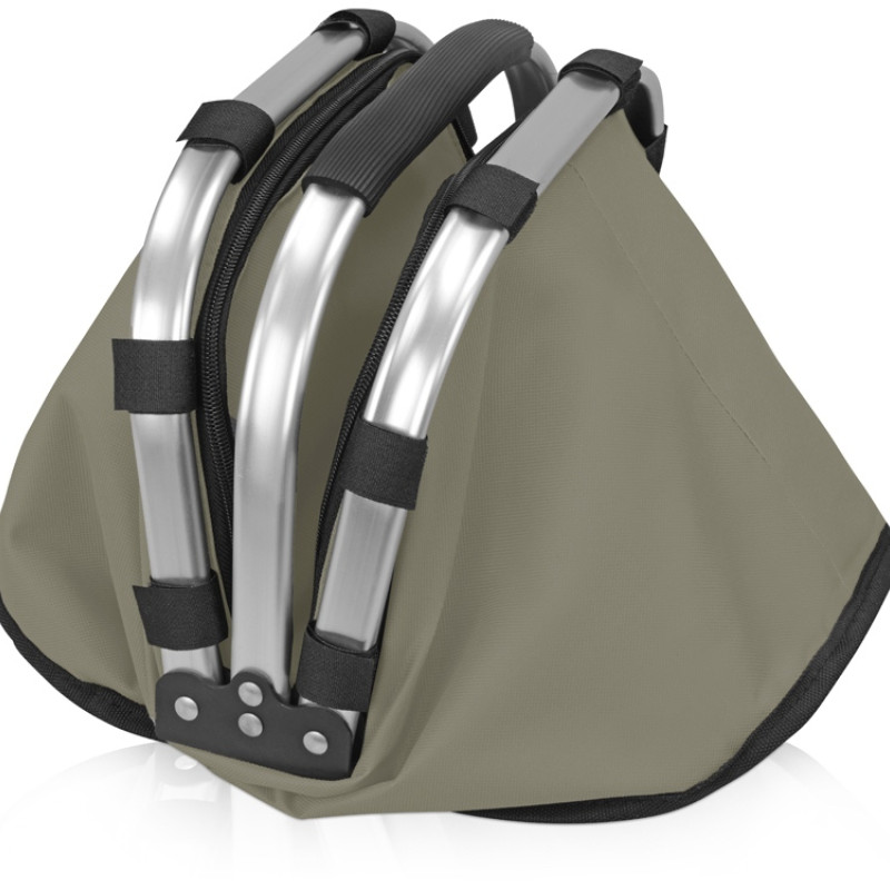 Изотермическая сумка-холодильник "FROST" складная с алюминиевой рамой, серый