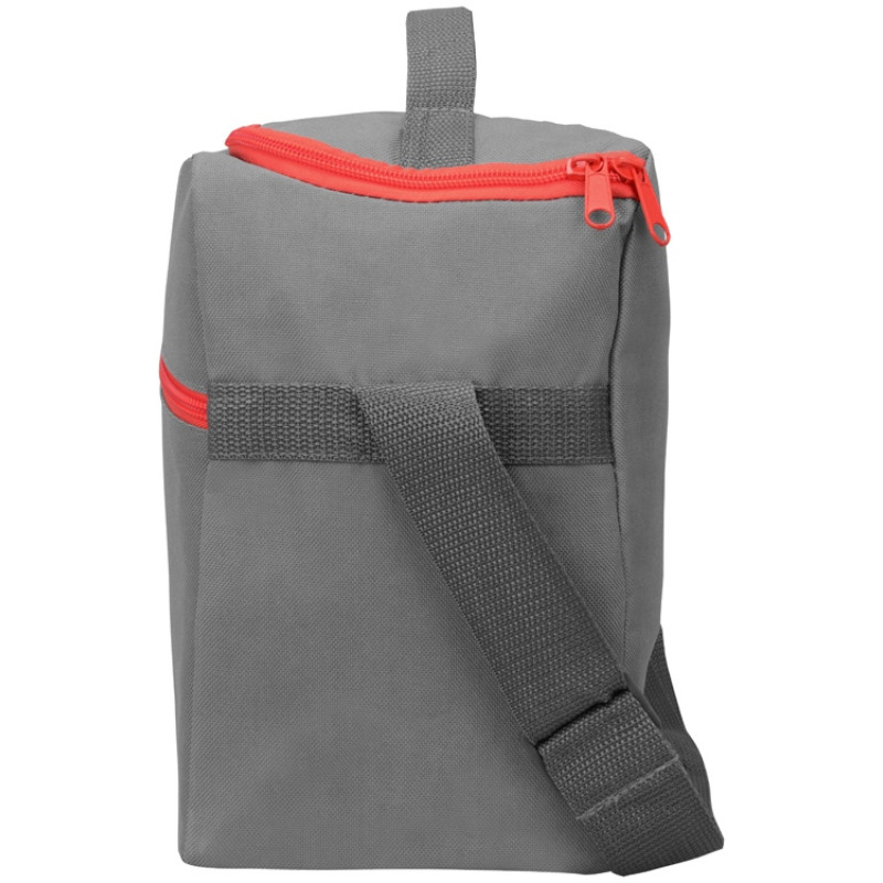 Изотермическая сумка-холодильник "Classic" c контрастной молнией, серый/красный