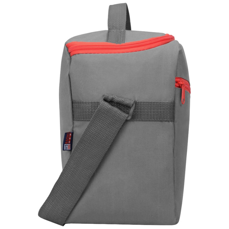 Изотермическая сумка-холодильник "Classic" c контрастной молнией, серый/красный