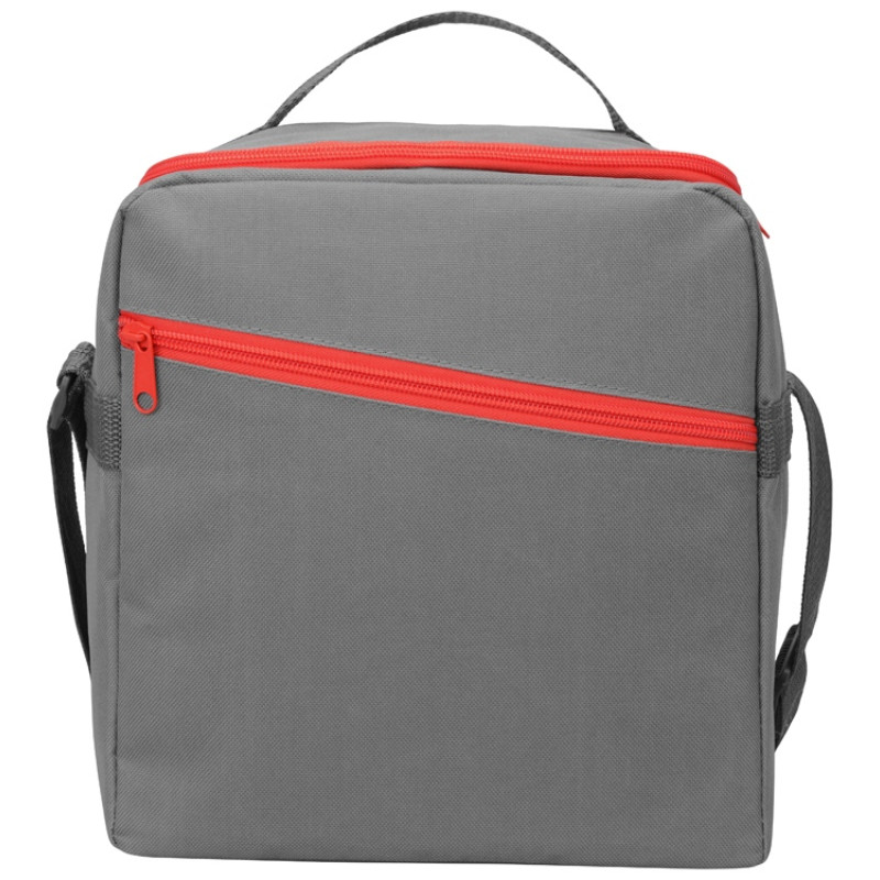 Изотермическая сумка-холодильник "Classic" c контрастной молнией, серый/красный