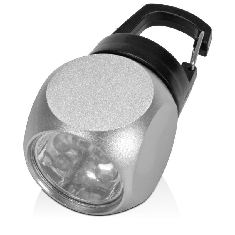 Фонарик "Карго" с карабином, серебристый