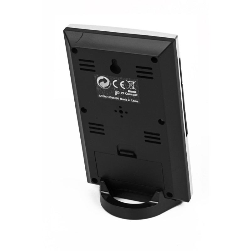 Настольная метеостанция Como с часами-будильником, серебристый/черный (Р)