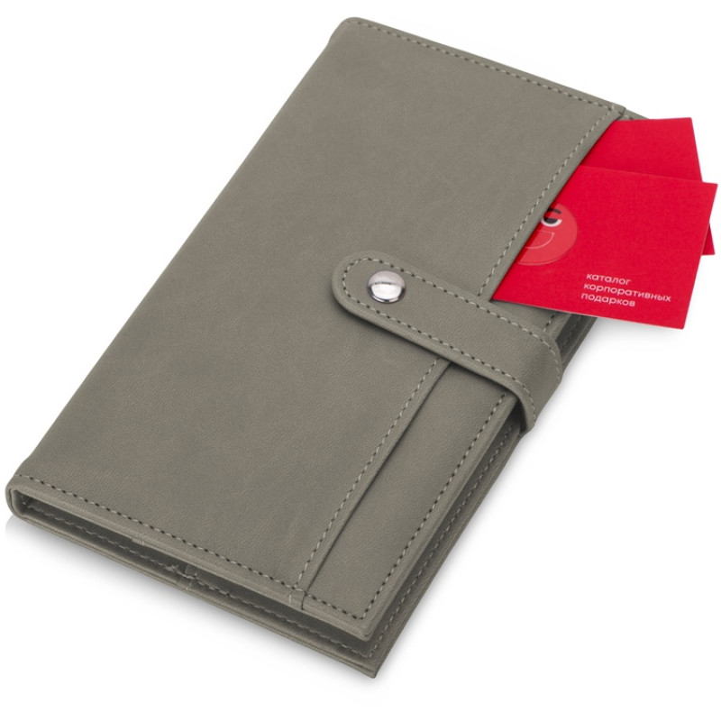 Блокнот-кошелек с сменным блоком А6 "Wall Street", 64 листа, темно-серый