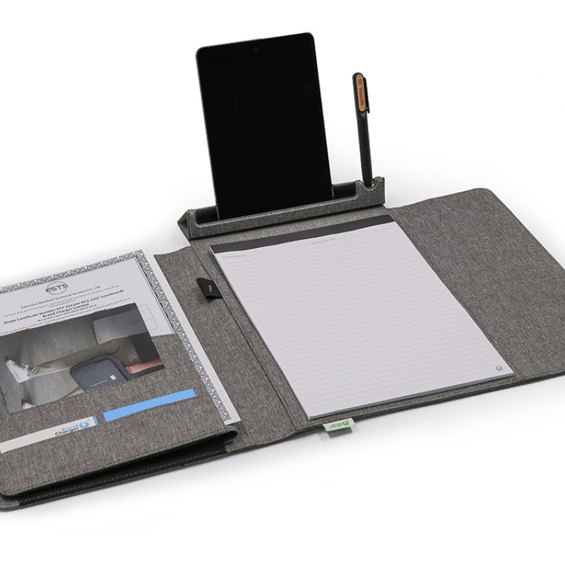 Портфолио А4 из RPET с отделением для ноутбука "NotyFolio Eco", 20 л FSC бумаги, серый