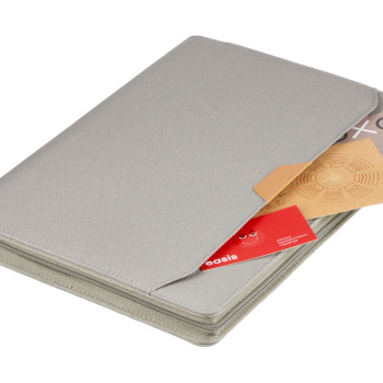 Портфолио А4 из RPET на молнии "Harvey", 40 л FSC бумаги, серый