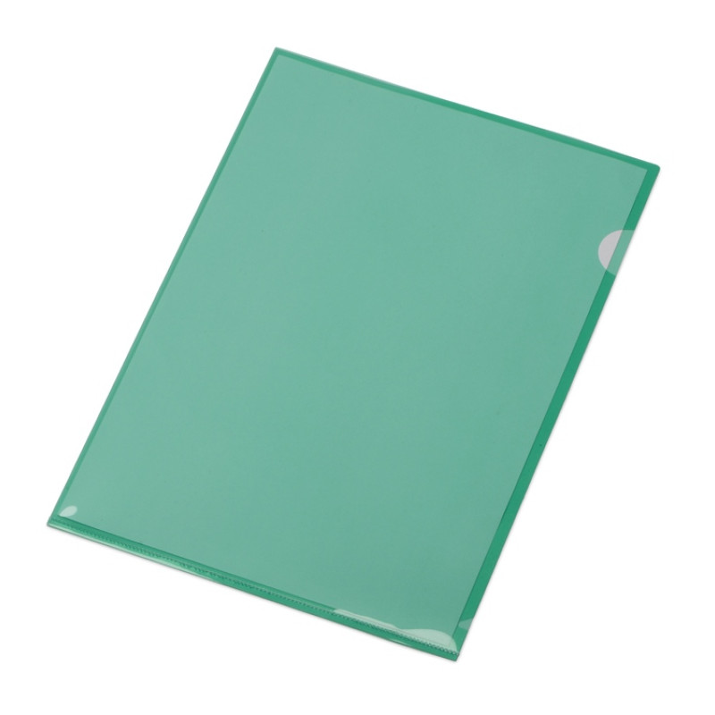 Папка-уголок прозрачный формата А4  0,18 мм, зеленый глянцевый