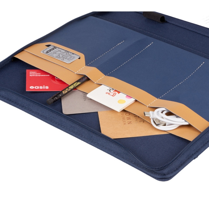 Портфолио А4 из RPET на молнии "Harvey", 40 л FSC бумаги, синий