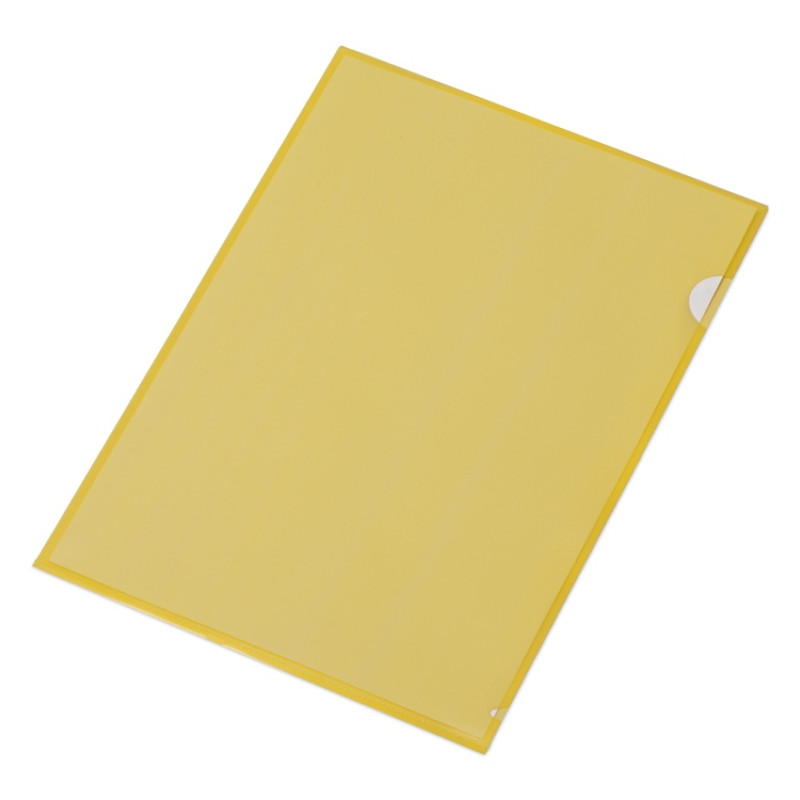 Папка-уголок прозрачный формата А4  0,18 мм, желтый глянцевый