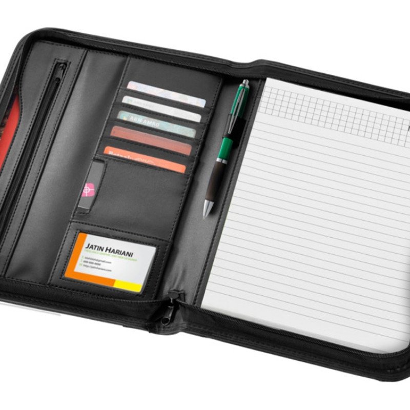 Папка A4 "Ebony" на молнии, черный