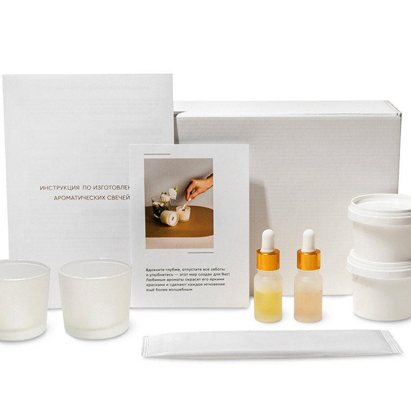 Набор для создания 2-х ароматических свечей: амбра и табак/маракуйя, сандал и пачули (без лого LM)
