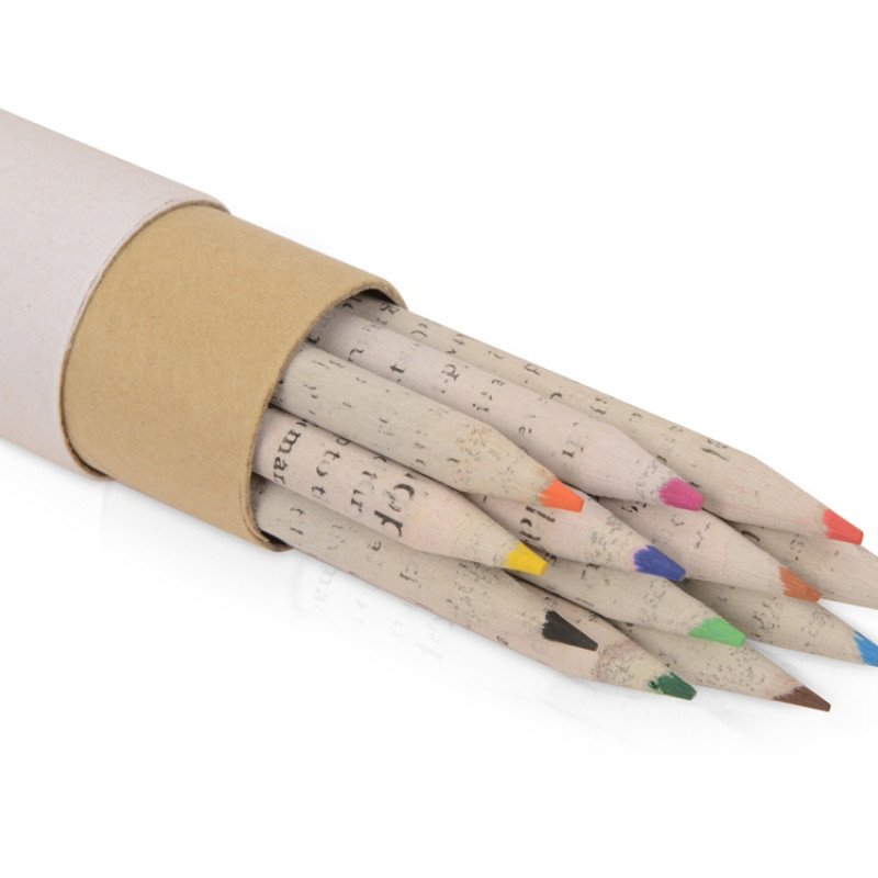 Набор цветных карандашей из "газетной бумаги" в тубе "News", 12шт.