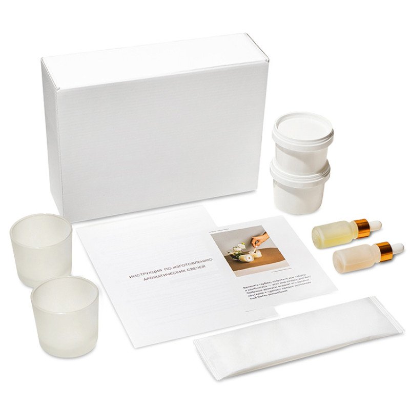 Набор для создания 2-х ароматических свечей: амбра и табак/маракуйя, сандал и пачули (без лого LM)