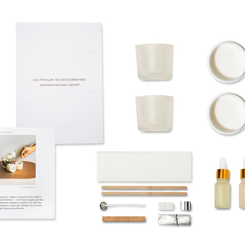 Набор для создания 2-х ароматических свечей: амбра и табак/маракуйя, сандал и пачули (без лого LM)