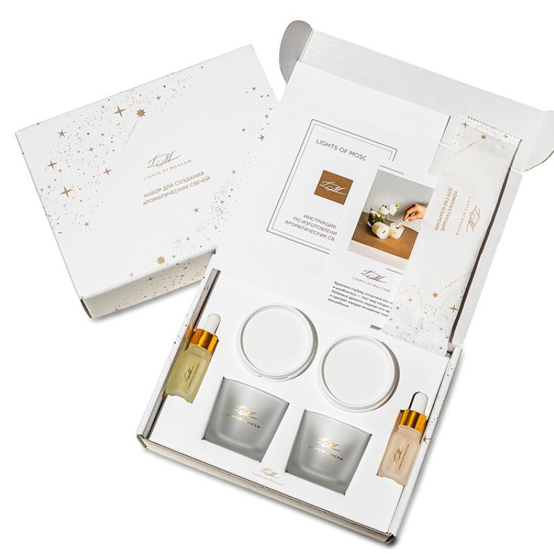 Набор для создания 2-х ароматических свечей: амбра и табак/маракуйя, сандал и пачули