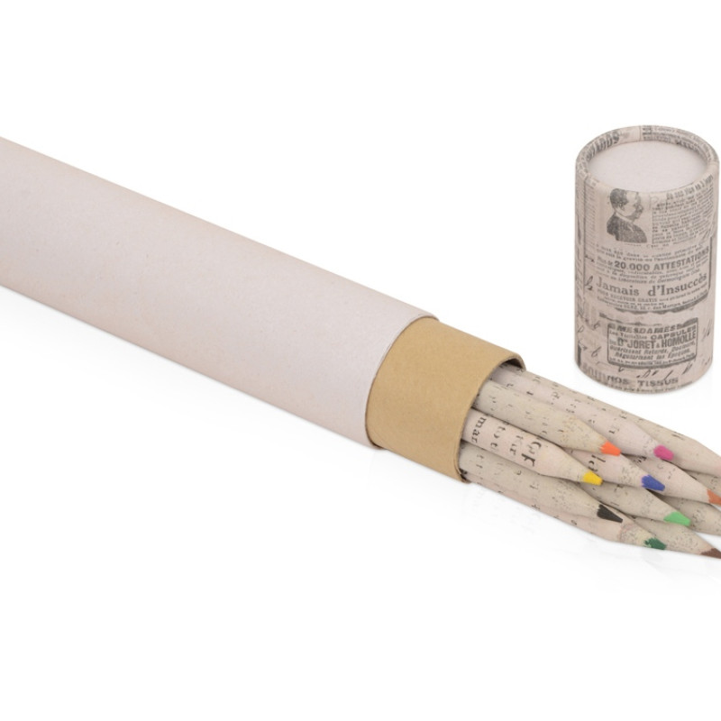 Набор цветных карандашей из "газетной бумаги" в тубе "News", 12шт.