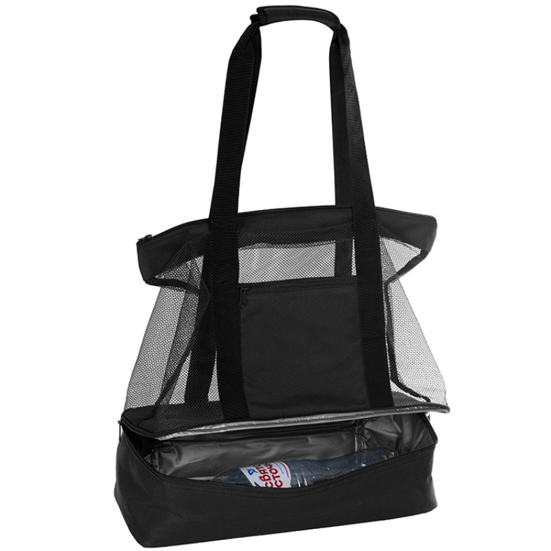 Сумка для шопинга и пляжа «Coolmesh» с изотермическим отделением внизу, черный