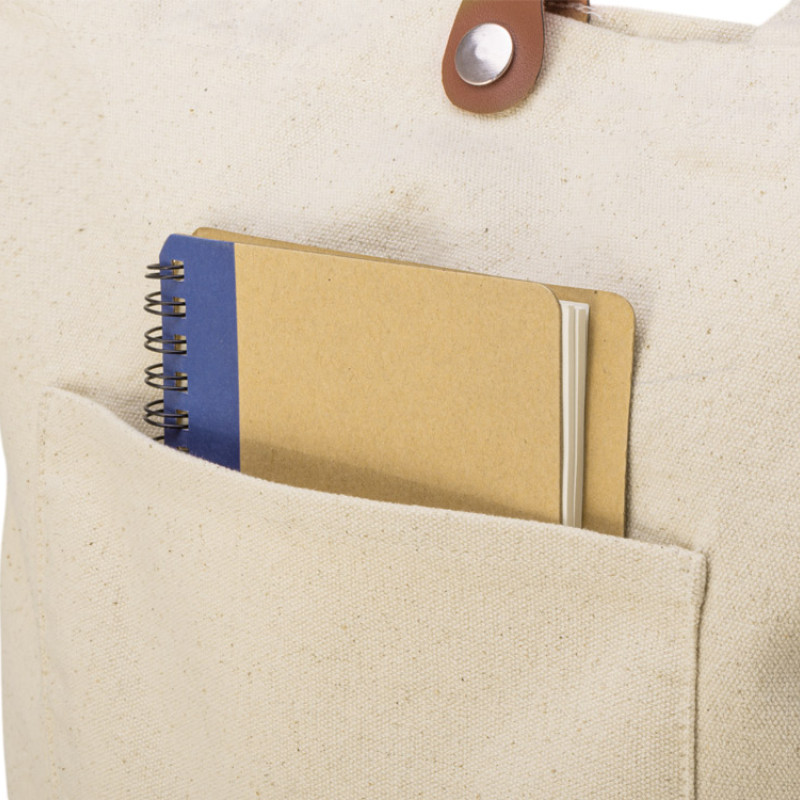 Сумка Clip из хлопка 340 г/м2 с застежкой из экокожи, натуральный