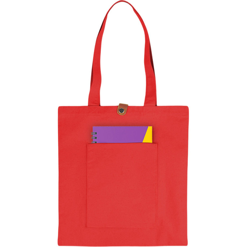 Сумка Clip из хлопка 340 г/м2 с застежкой из экокожи, красный