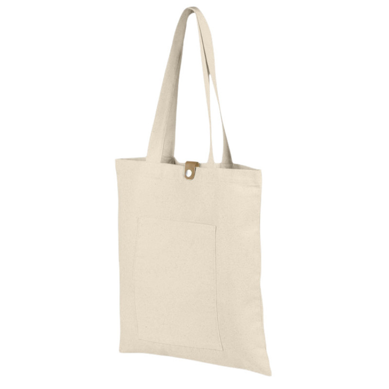 Сумка Clip из хлопка 340 г/м2 с застежкой из экокожи, натуральный