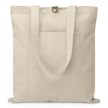 Сумка Clip из хлопка 340 г/м2 с застежкой из экокожи, натуральный