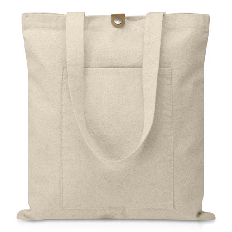 Сумка Clip из хлопка 340 г/м2 с застежкой из экокожи, натуральный