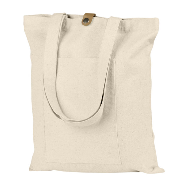 Сумка Clip из хлопка 340 г/м2 с застежкой из экокожи, натуральный