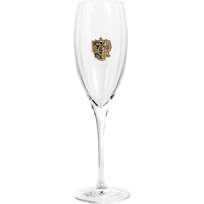 Набор бокалов для шампанского «За Россию» Chinelli в деревянной коробке