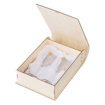 Набор бокалов для шампанского «За Россию» Chinelli в деревянной коробке