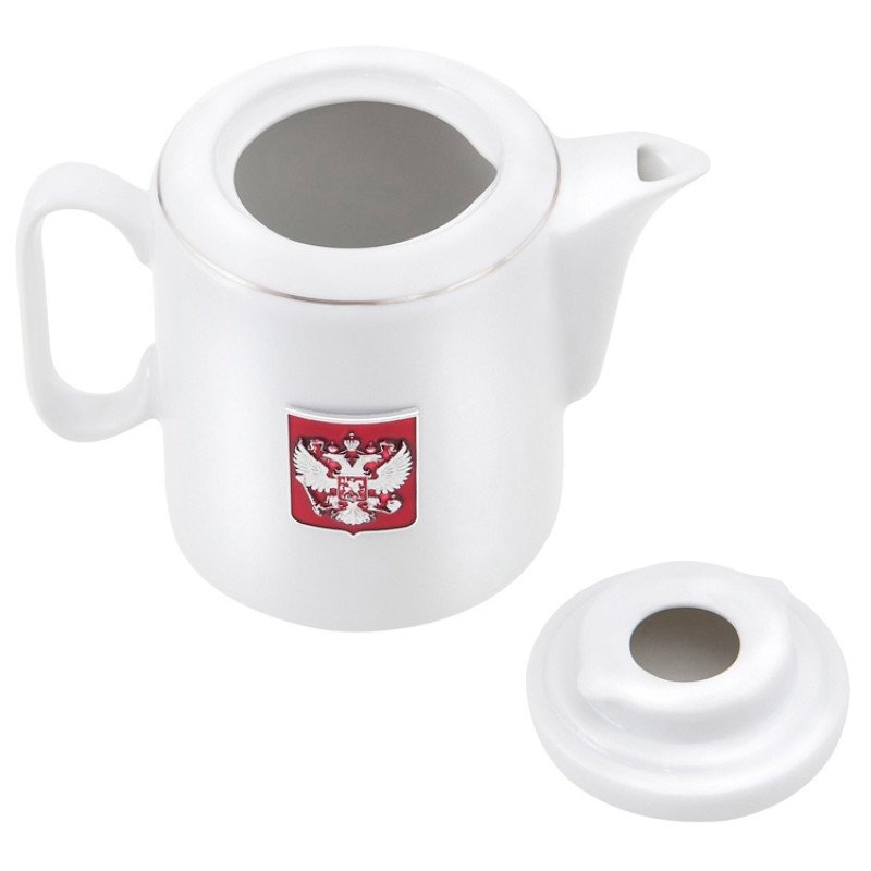 Чайный набор с подстаканником и фарфоровым чайником «ЭГОИСТ-М», серебристый/белый