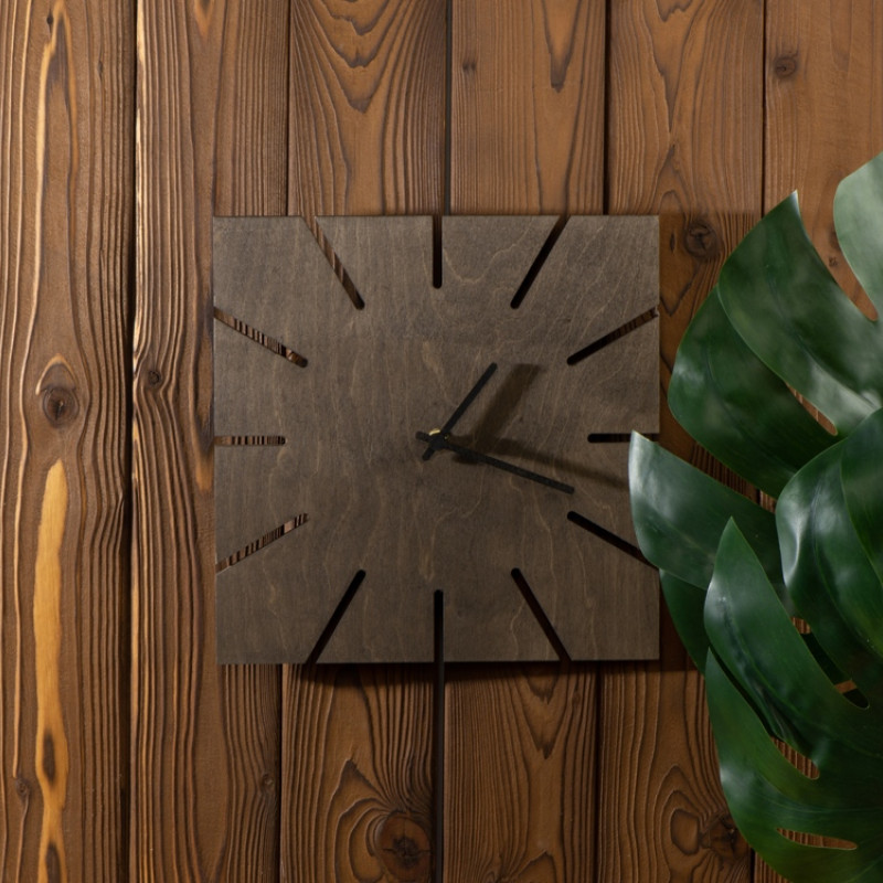 Часы деревянные "Olafur" квадратные, 28 см, шоколадный