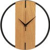 Деревянные часы с металлическим ободом, диаметр 30 см, "Time Wheel", натуральный/черный