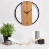 Деревянные часы с металлическим ободом, диаметр 30 см, "Time Wheel", натуральный/черный