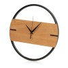 Деревянные часы с металлическим ободом, диаметр 30 см, "Time Wheel" горизонтальные, натуральный/черн