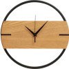 Деревянные часы с металлическим ободом, диаметр 30 см, "Time Wheel" горизонтальные, натуральный/черн