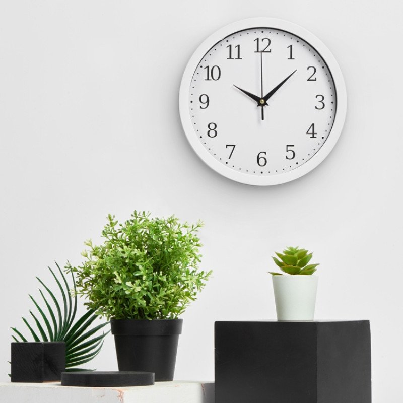 Пластиковые настенные часы  диаметр 25,5 см "Yikigai", белый
